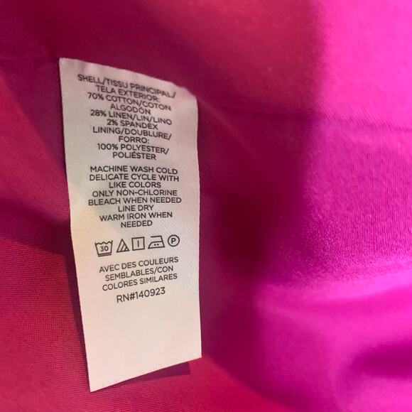 Loft Pink Blazer Double Breasted Cotton Linen 12 Petite NWOT - Picture 8 of 10